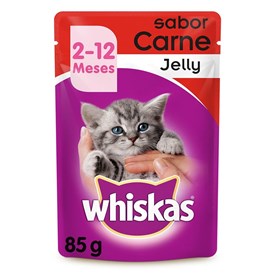 Sachê Whiskas Jelly para Gatos Filhotes de 2 a 12 Meses Sabor Carne 85g