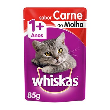Sachê Whiskas para Gatos Acima de 1 Ano Sabor Carne ao Molho 85g