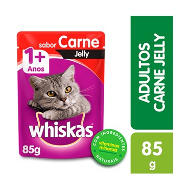 Sachê Whiskas para Gatos Acima de 1 Ano Sabor Carne Jelly 85g