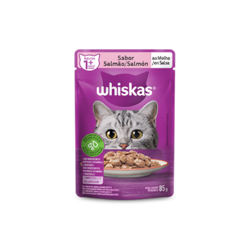 Sachê Whiskas para Gatos Acima de 1 Ano Sabor Salmão ao Molho 85g