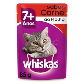Sachê Whiskas para Gatos Acima de 7 Anos Sabor Carne ao Molho  85 g