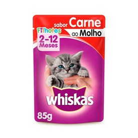 Sachê Whiskas para Gatos Filhotes de 2 a 12 Meses Sabor Carne ao Molho 85g