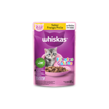 Sachê Whiskas para Gatos Filhotes de 2 a 12 Meses Sabor Frango ao Molho 85g