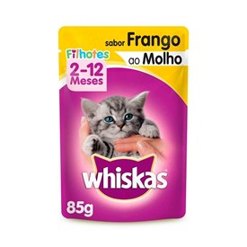 Sachê Whiskas para Gatos Filhotes de 2 a 12 Meses Sabor Frango ao Molho 85g