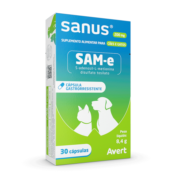 Sanus Suplemento Alimentar Cães e Gatos Avert 30 Cápsulas 200 mg