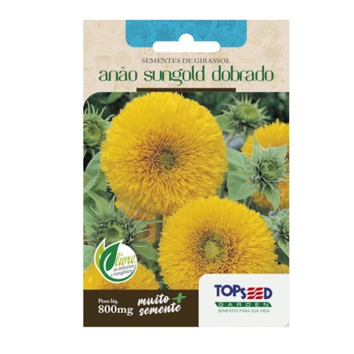 Semente Girassol Anão Sungold Dobrado Topseed 800mg