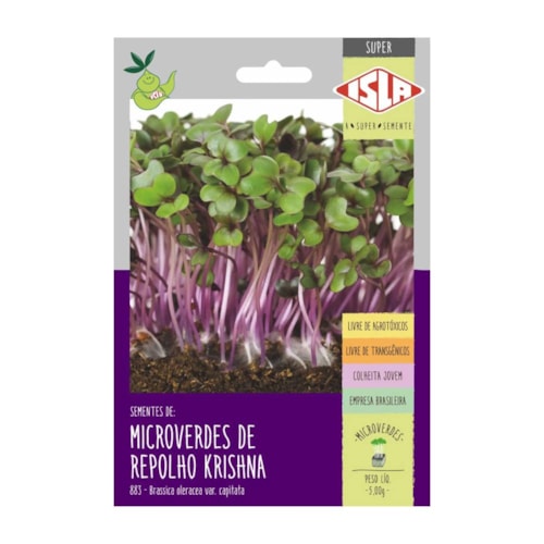 Sementes de Microverdes de Repolho Krishna Isla Super 5g