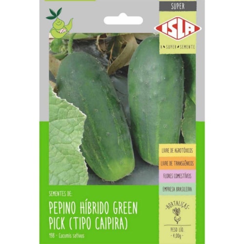 Sementes de Pepino Híbrido Green Pick (Tipo Caipira) Isla Super 4g 