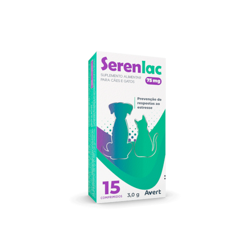 Serenlac Avert Suplemento Prevenção de Estresse para Cães 75 mg 15 Comprimidos
