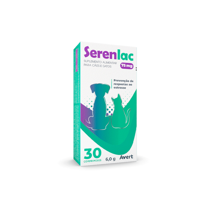 Serenlac Avert Suplemento Prevenção de Estresse para Cães 75 mg 30 Comprimidos
