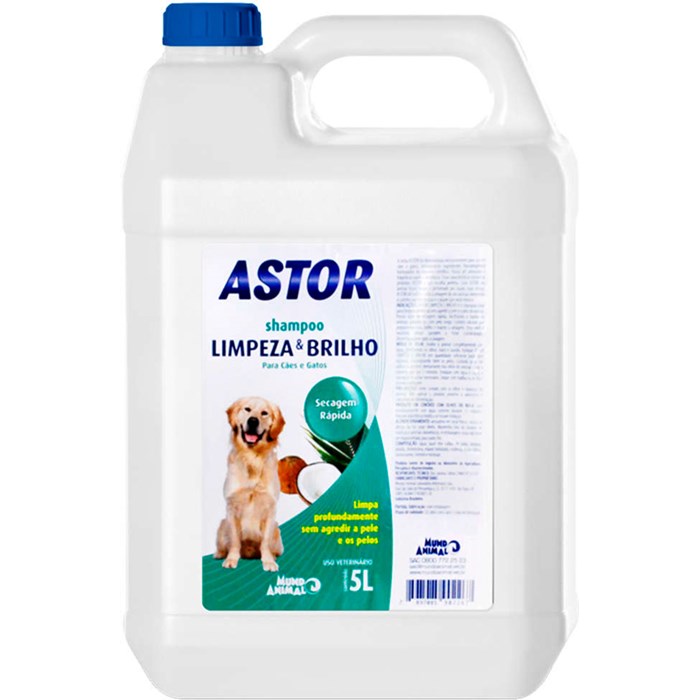 Shampoo Astor Limpeza e Brilho Coco 5L - Mundo Animal