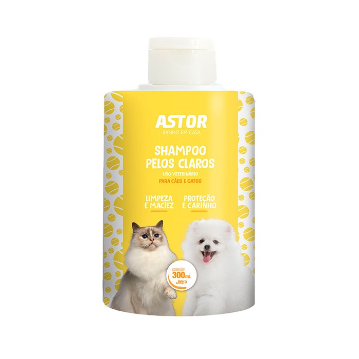 Shampoo Astor Pelos Claros Banho em Casa 300ml - Mundo Animal
