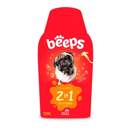 Shampoo Beeps 2 em 1 Pet Society para Cães e Gatos 500ml