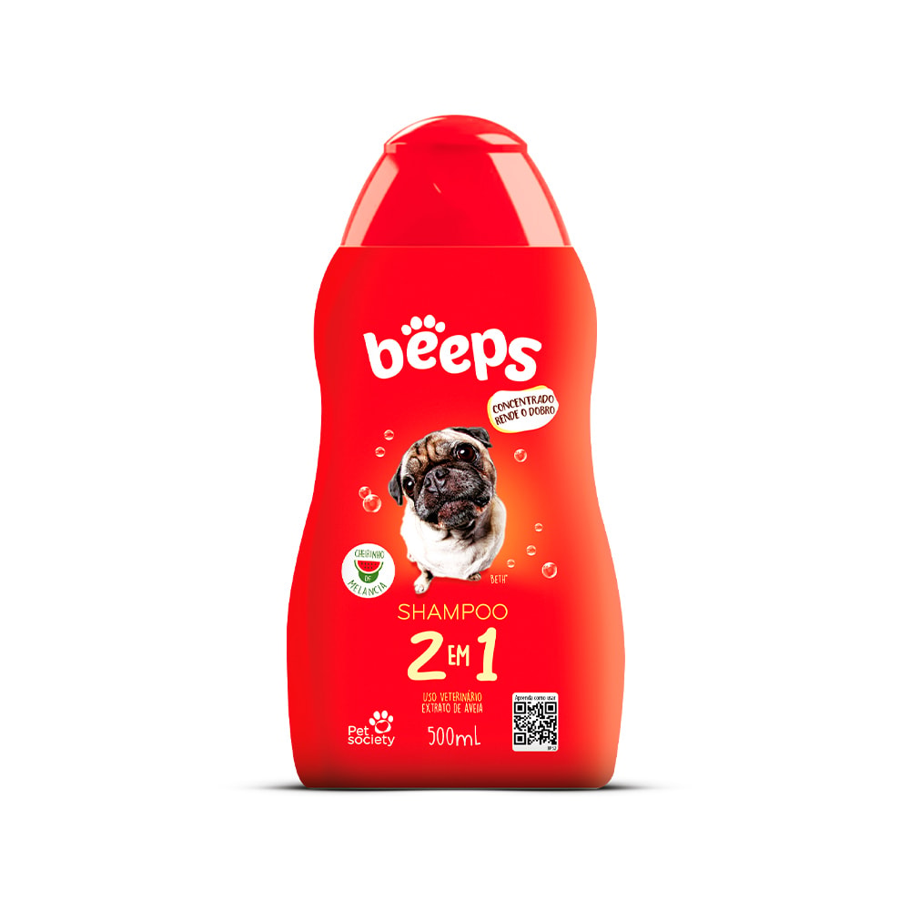 Shampoo Beeps 2 em 1 Pet Society para Cães e Gatos 500ml