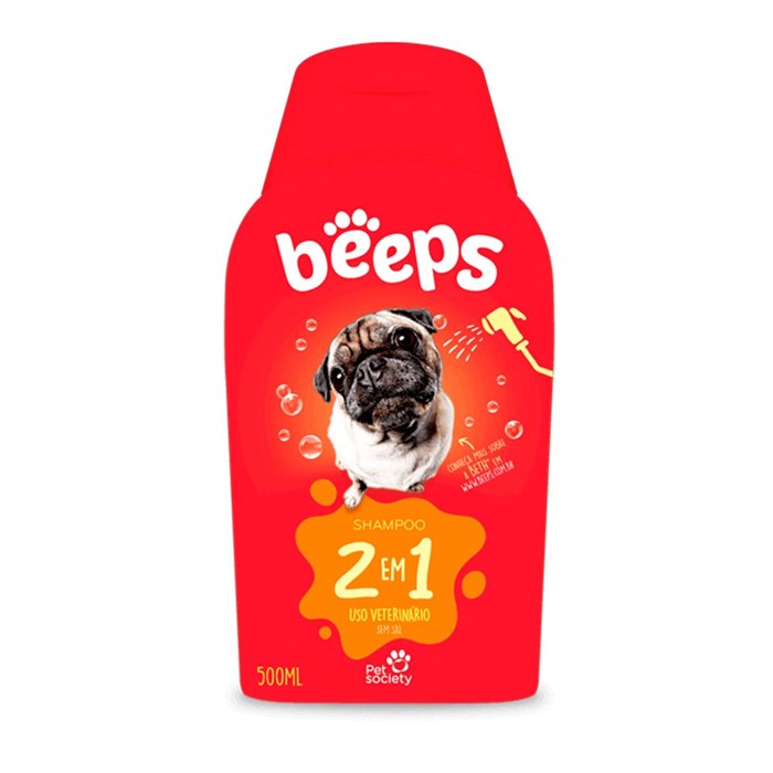 Shampoo Beeps 2 em 1 Pet Society para Cães e Gatos 500ml
