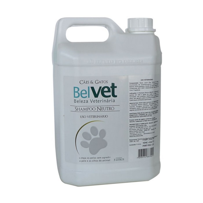 Shampoo Belvet Neutro para Cães e Gatos 