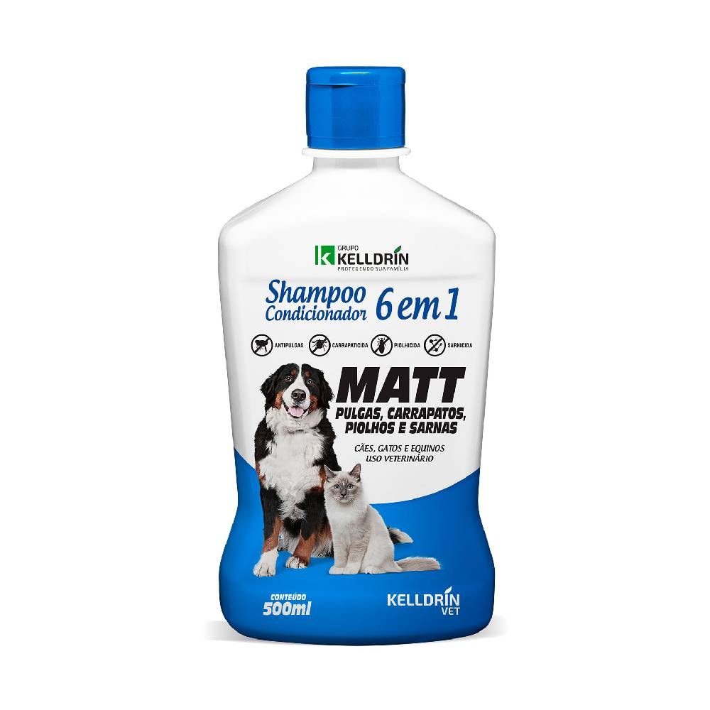 Shampoo e Condicionador Matt 6x1 para Cães, Gatos e Equinos Kelldrin 500ml