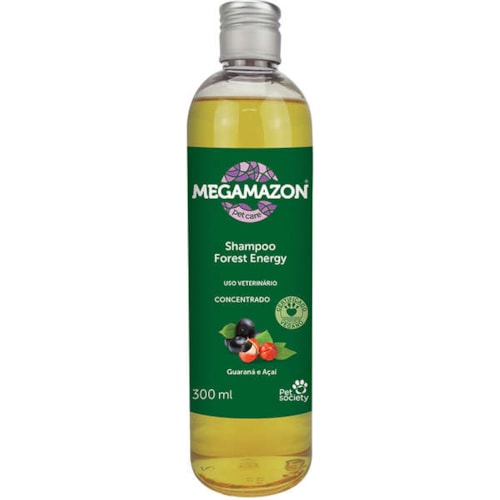 Shampoo Megamazon Forest Energy de Guaraná & Açaí Pet Society para Cães e Gatos 300ml 