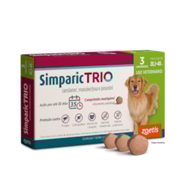 Simparic TRIO® Antiparasitário Palatável 48mg para Cães de 20,1 a 40kg 3 ComprimidoS