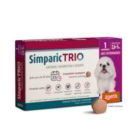 Simparic TRIO® Antiparasitário Palatável 6mg para Cães de 2,5 a 5kg 1 Comprimido