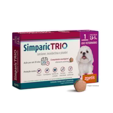 Simparic TRIO® Antiparasitário Palatável 6mg para Cães de 2,5 a 5kg 1 Comprimido