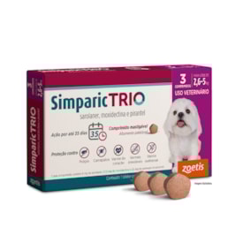 Simparic TRIO® Antiparasitário Palatável 6mg para Cães de 2,5 a 5kg 3 Comprimidos