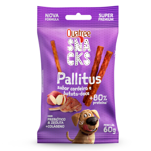 Snack Quatree Pallitus Sabor Cordeiro e Batata Doce 60g
