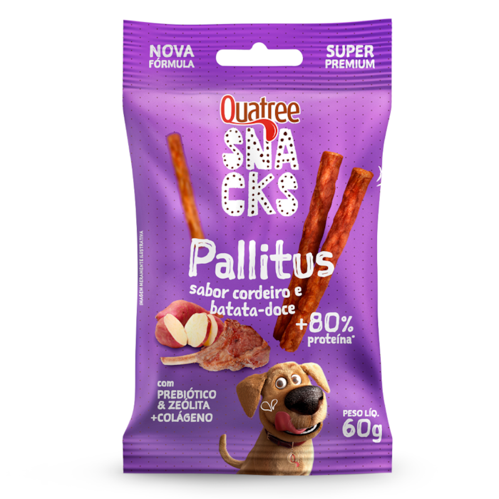 Snack Quatree Pallitus Sabor Cordeiro e Batata Doce 60g