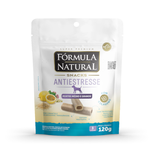 Snacks Antiestresse Fórmula Natural Cães Adultos Portes Médio e Grande 120g