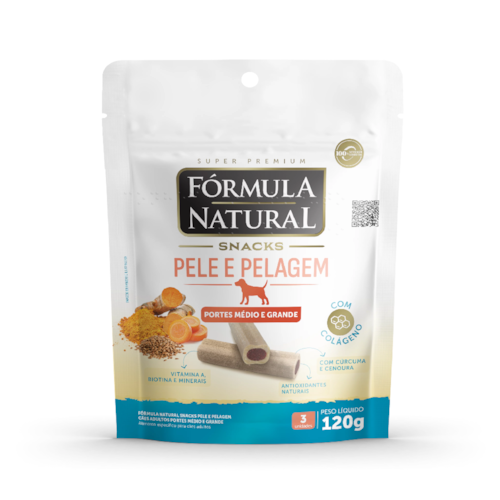 Snacks Pelo e Pelagem Fórmula Natural Cães Adultos Portes Médio e Grande 120g