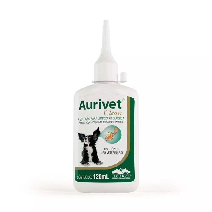 Solução para Limpeza Auricular Aurivet Clean Vetnil para Cães e Gatos 120ml