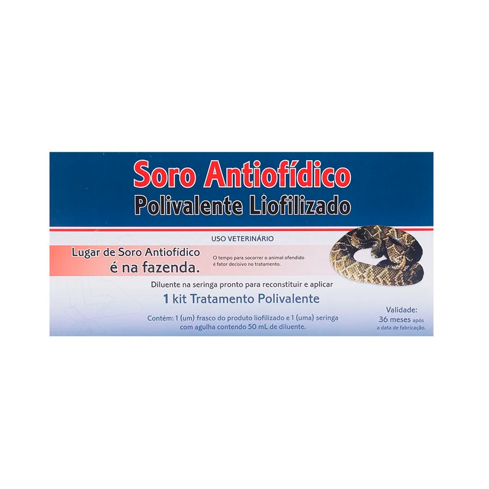 Soro Antiofídico Polivalente Liofilizado Uso Veterinário 50 ml