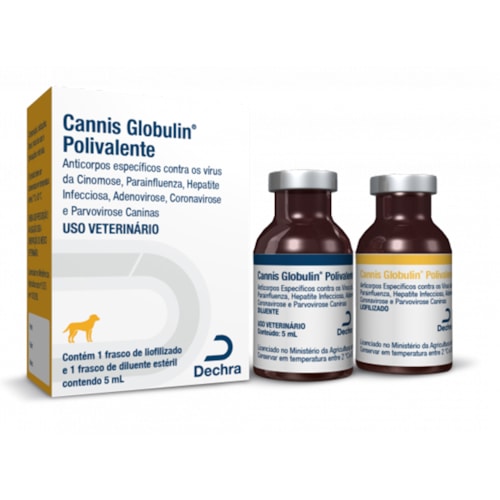 Soro Cannis Globulin Polivalente Dechra para Cães 5ml 