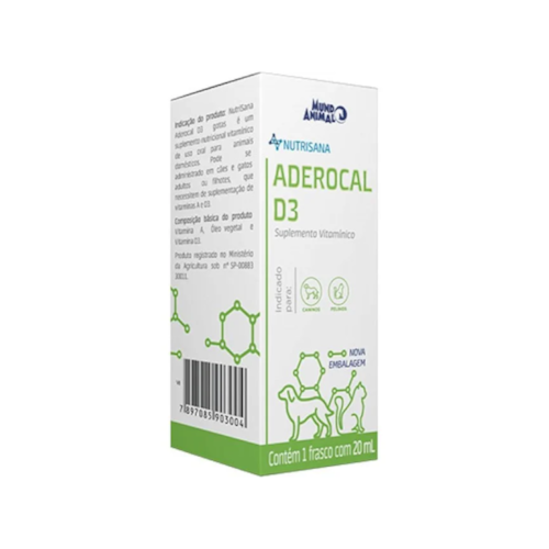 Suplemento Aderocal D3 Nutrisana para Cães e Gatos 20ml 
