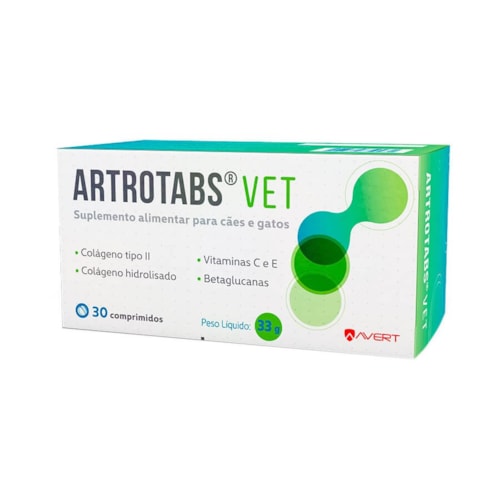 Suplemento Alimentar Artrotabs Vet para Cães e Gatos com 30 Comprimidos Avert 