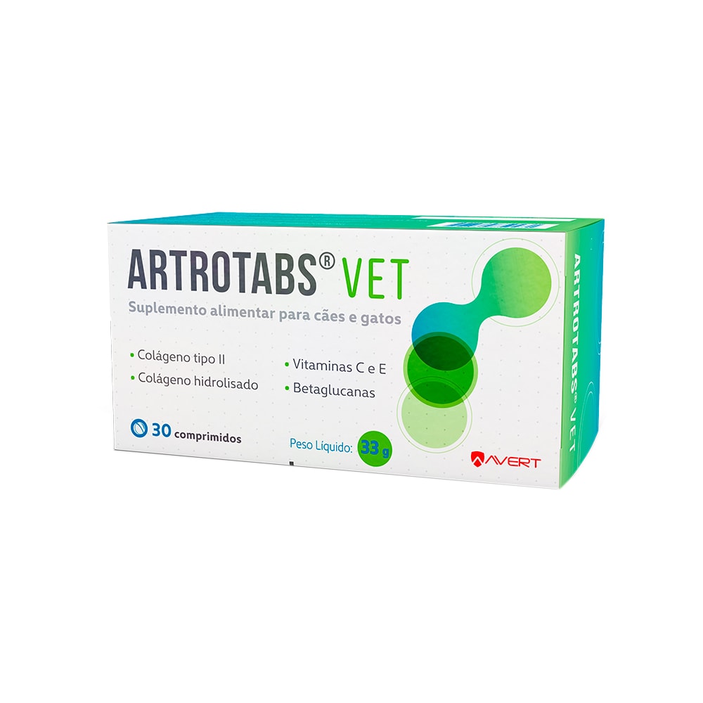 Suplemento Alimentar Artrotabs Vet para Cães e Gatos com 30 Comprimidos Avert