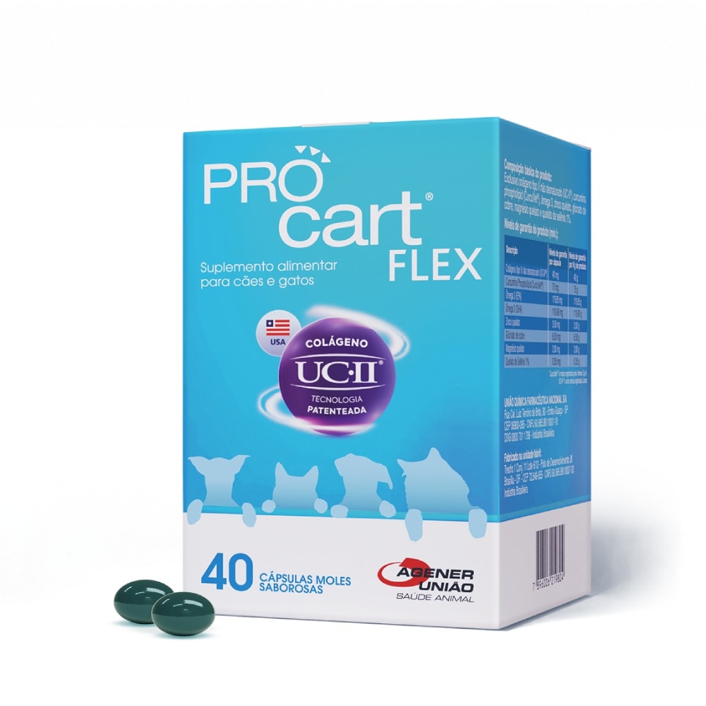 Suplemento Alimentar Pro Cart Flex Agener para Cães e Gatos 40 Cápsulas