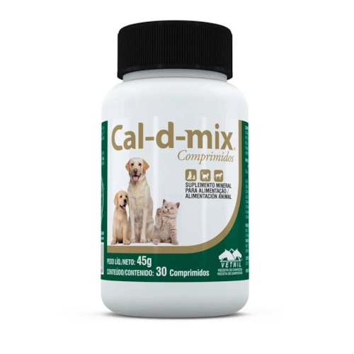 Suplemento Cálcio Cal-D Mix Vetnil 30 Comprimidos