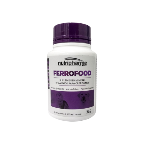 Suplemento Ferrofood Nutripharme para Cães e Gatos 30 Comprimidos