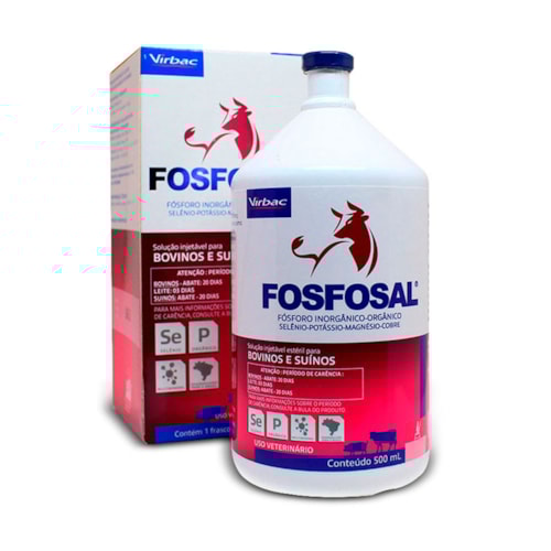Suplemento Fosfosal Virbac para Bovinos e Suínos Injetável 500ml