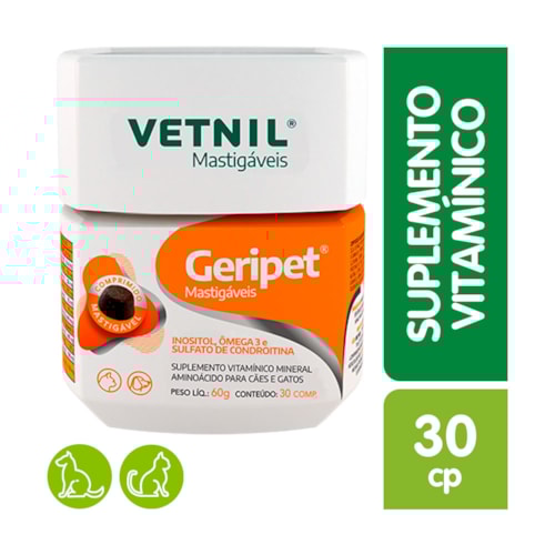 Suplemento Geripet Vetnil Comprimidos Mastigáveis 30cp