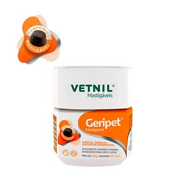 Suplemento Geripet Vetnil Comprimidos Mastigáveis 30cp