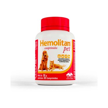 Suplemento Hemolitan Gold Vetnil Uso Veterinário 30 Comprimidos