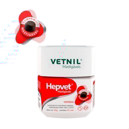 Suplemento Hepvet Vetnil Comprimidos Mastigáveis para Cães e Gatos 60g