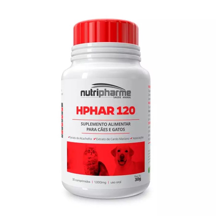 Suplemento Hphar 120 Nutripharme para Cães e Gatos 30 Comprimidos