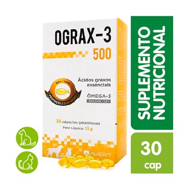Suplemento Nutricional Ograx-3 para Cães e Gatos 30 Cápsulas