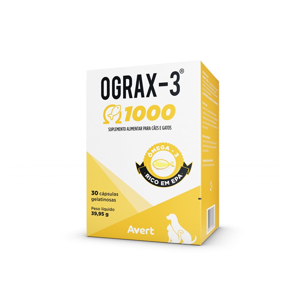 Suplemento Nutricional Ograx-3 para Cães e Gatos 30 Cápsulas