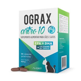 Suplemento Ograx Artro 10 Avert para Cães e Gatos 30 Cápsulas