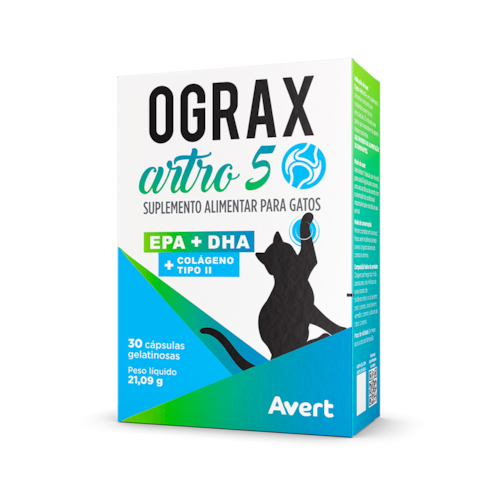 Suplemento Ograx Artro 5 para Cães e Gatos com 30 Comprimidos - Avert