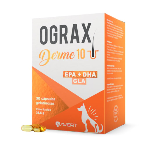 Suplemento Ograx Derme 10 Avert para Cães e Gatos com 30 Cápsulas - imagem adicional
